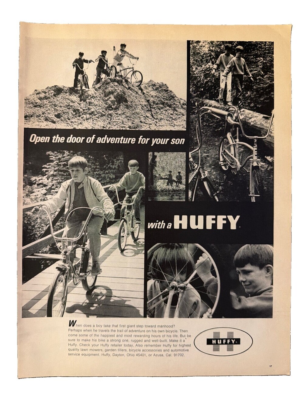 1970 Huffy Print Ad Bike Bicycle Father Son Door of Adventure Outdoors Fun Play